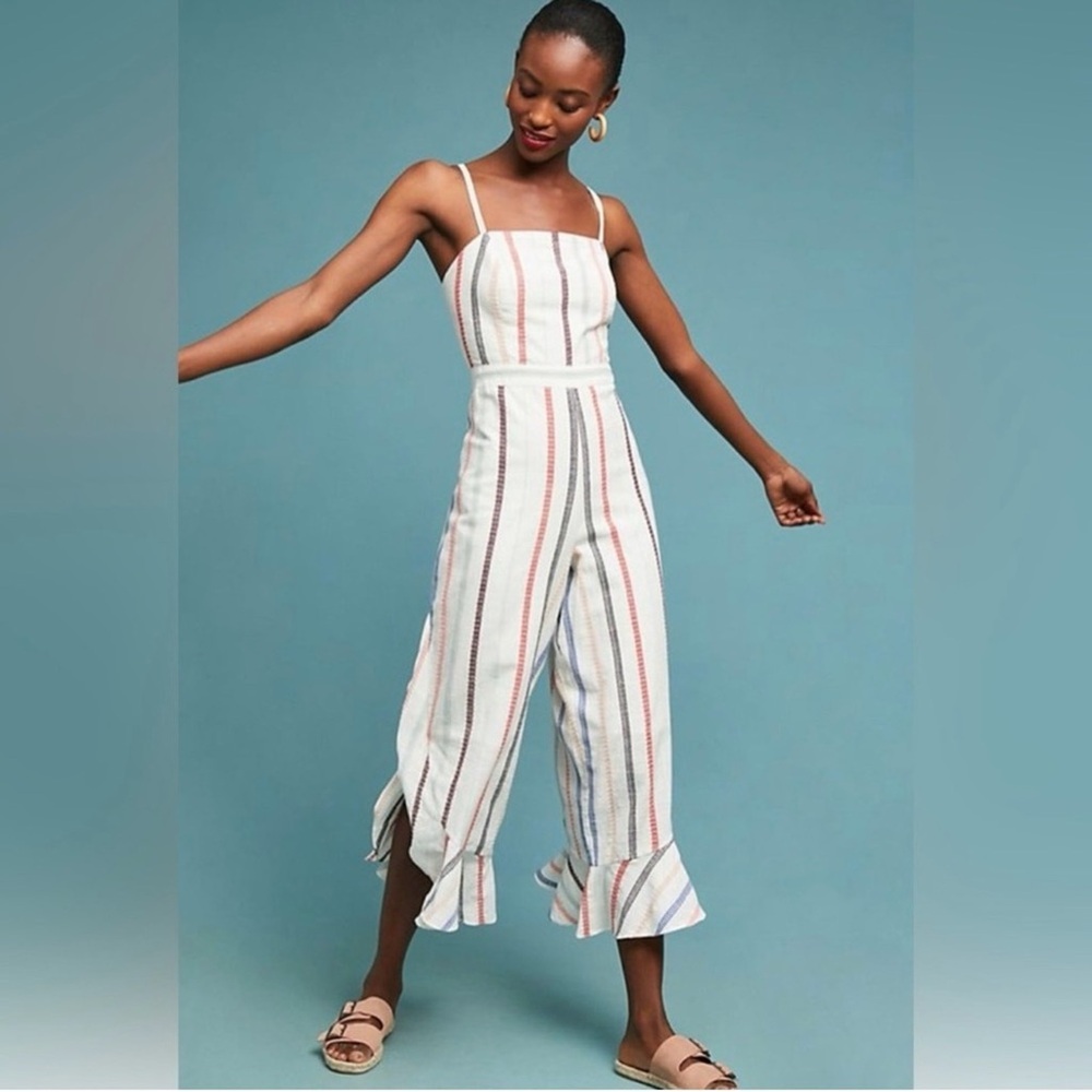 Red Carter Striped Jumpsuit - Anthropologie